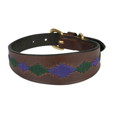 Collar para perro Weatherbeeta de cuero Polo Lurcher Marrón beaufort / rosa / azul verdoso Marr&amp;oacute;n