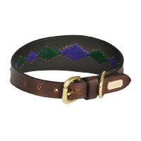 Collar para perro Weatherbeeta de cuero Polo Lurcher Marrón beaufort / rosa / azul Marr&amp;amp;amp;oacute;n
