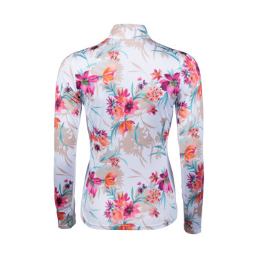 Camiseta técnica HKM Flower de manga larga Blanco / rosa vivo Motifs