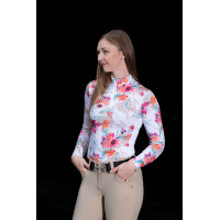 Camiseta técnica HKM Flower de manga larga Blanco / rosa vivo Motifs