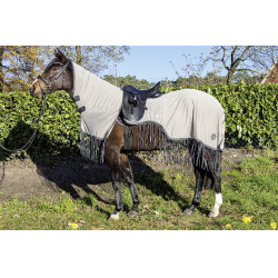 Manta antimoscas con flecos desmontable Stylec HKM Plateado / gris Plata Manta antimoscas con flecos desmontable Stylec HKM Plateado / gris Plata