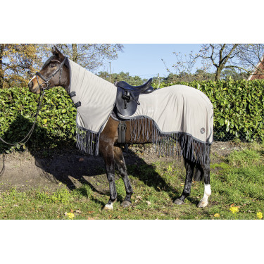 Manta antimoscas con flecos desmontable Stylec HKM Plateado / gris Plata Manta antimoscas con flecos desmontable Stylec HKM Plateado / gris Plata