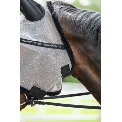 Máscara anti-moscas con protección desmontable para ollares HKM Plateado / negro Plata