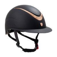 Casco para mujer Galaxy con visera ancha y marco brillante Equestro Negro / oro rosa brillante