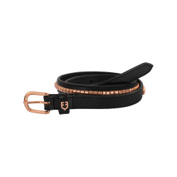 Cinturón inglés de cuero con clincher en oro rosa Equestro