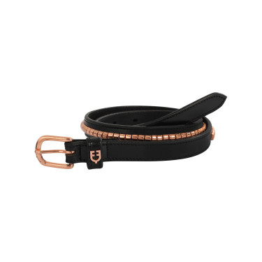 Cinturón inglés de cuero con clincher en oro rosa Equestro