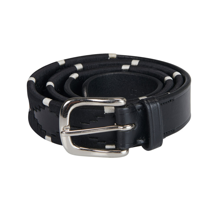 Cinturón de cuero con bordado negro y blanco Equestro
