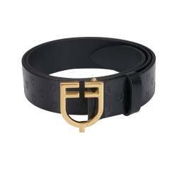 Cinturón de cuero con logotipo y hebilla con logotipo Equestro