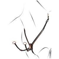 Pechopetral con clincher y horquilla de cuero oro rosa Equestro Negro