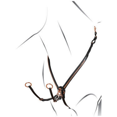 Pechopetral con clincher y horquilla de cuero oro rosa Equestro Negro Pechopetral con clincher y horquilla de cuero oro rosa Equestro Negro