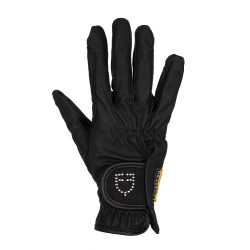 Guantes de mujer en tejido técnico suave con logo de strass Equestro