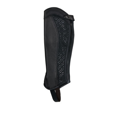Mini-chaps de cuero unisex con banda elástica y logotipos Vespucci Equestro