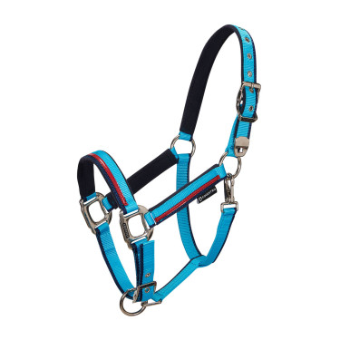 Cabezada de nailon con ramal Red Trim Equestro Turquesa / rojo / marino Azul