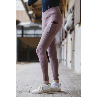 Pantalón Equithème Flora con culera de silicona Rosa viejo