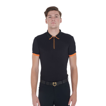 Polo de entrenamiento para hombre con cremallera y detalles en contraste Equestro Polo de entrenamiento para hombre con cremallera y detalles en contraste Equestro