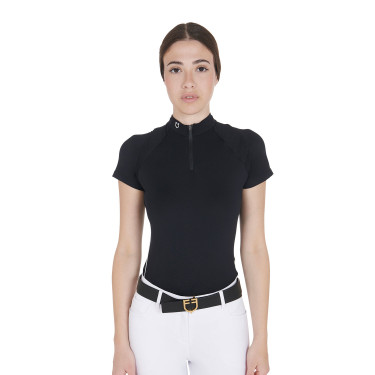 Polo de entrenamiento técnico ajustado con cremallera para mujer Equestro
