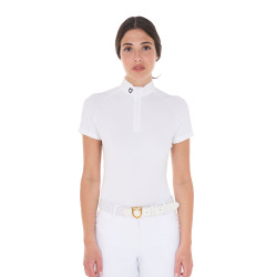 Polo de concurso ajustado en tejido elástico con cremallera y malla para mujer Taline Equestro