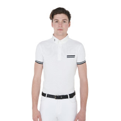 Polo de competición ajustado de manga corta para hombre con inserciones negras Garen Equestro