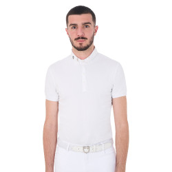 Polo de concurso de manga corta para hombre en tejido técnico transpirable Hunt Equestro