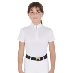 Polo de concurso para niña entallado de manga corta con cremallera Lusineh Equestro