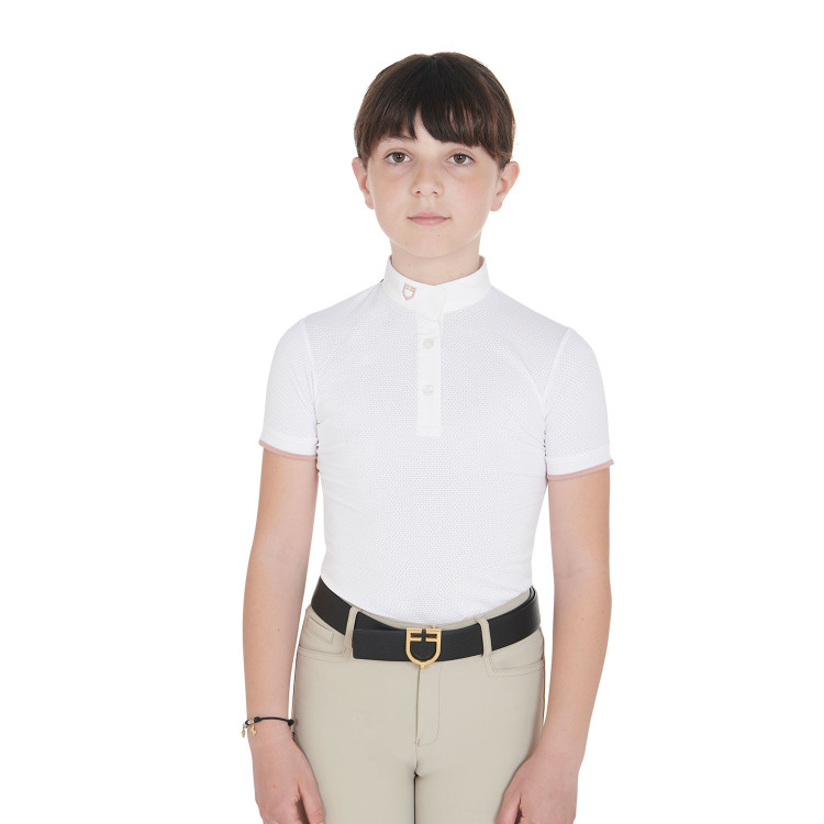 Polo de concurso transpirable para niña entallado de manga corta Clara Equestro
