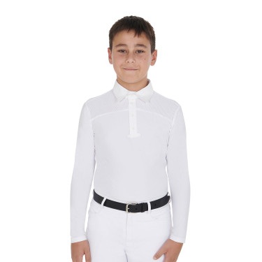 Polo de concurso para niño de manga larga con botones Equestro