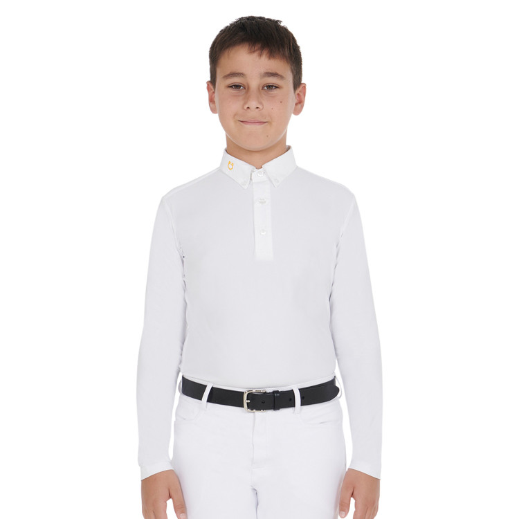 Polo de manga larga para niño en tejido técnico polar Warm+ Equestro