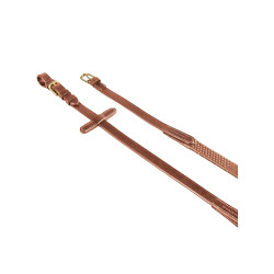 Riendas de cuero italiano y goma 1,9 cm Kris con hebillas de latón Equestro Coñac Marrón