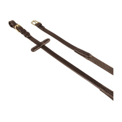 Riendas de cuero italiano y goma 1,9 cm Kris con hebillas de latón Equestro Marrón oscuro Marrón Riendas de cuero italiano y goma 1,9 cm Kris con hebillas de latón Equestro Marrón oscuro Marrón