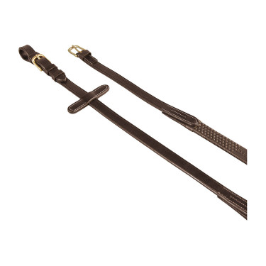 Riendas de cuero italiano y goma 1,9 cm Kris con hebillas de latón Equestro Marrón oscuro Marrón Riendas de cuero italiano y goma 1,9 cm Kris con hebillas de latón Equestro Marrón oscuro Marrón