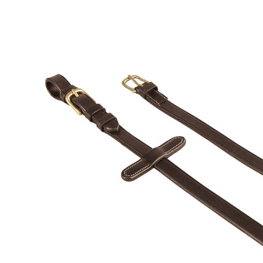 Riendas de cuero italiano y goma 1,9 cm Kris con hebillas de latón Equestro Marrón oscuro Marrón Riendas de cuero italiano y goma 1,9 cm Kris con hebillas de latón Equestro Marrón oscuro Marrón