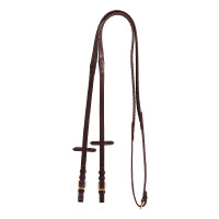 Riendas de cuero y caucho Kris con hebillas en oro rosa Equestro Marrón oscuro Marrón Riendas de cuero y caucho Kris con hebillas en oro rosa Equestro Marrón oscuro Marrón