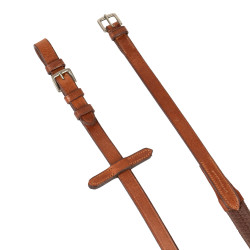 Riendas de cuero y caucho con hebillas plateadas (1,6 cm) Equestro Coñac Marr&amp;amp;amp;oacute;n