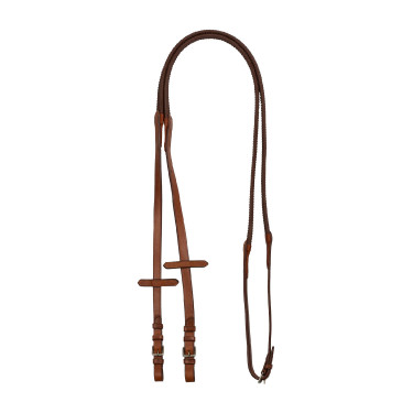 Riendas de cuero y caucho con hebillas plateadas (1,6 cm) Equestro Coñac Marr&amp;amp;amp;oacute;n