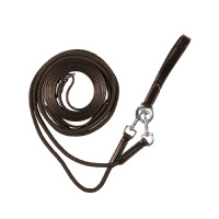 Riendas de retorno de cuero y cuerda tubular Equestro Marrón oscuro Marr&amp;amp;amp;oacute;n