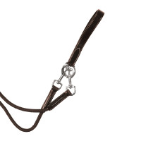 Riendas de retorno de cuero y cuerda tubular Equestro Marrón oscuro Marr&amp;amp;amp;oacute;n