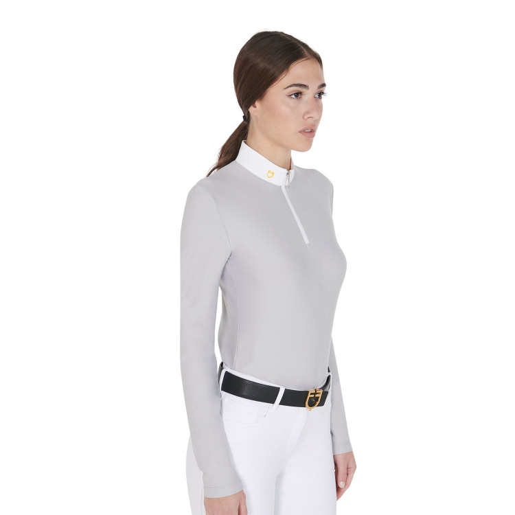 Polo de manga larga de tejido polar técnico para mujer Warm+ Equestro Polo de manga larga de tejido polar técnico para mujer Warm+ Equestro