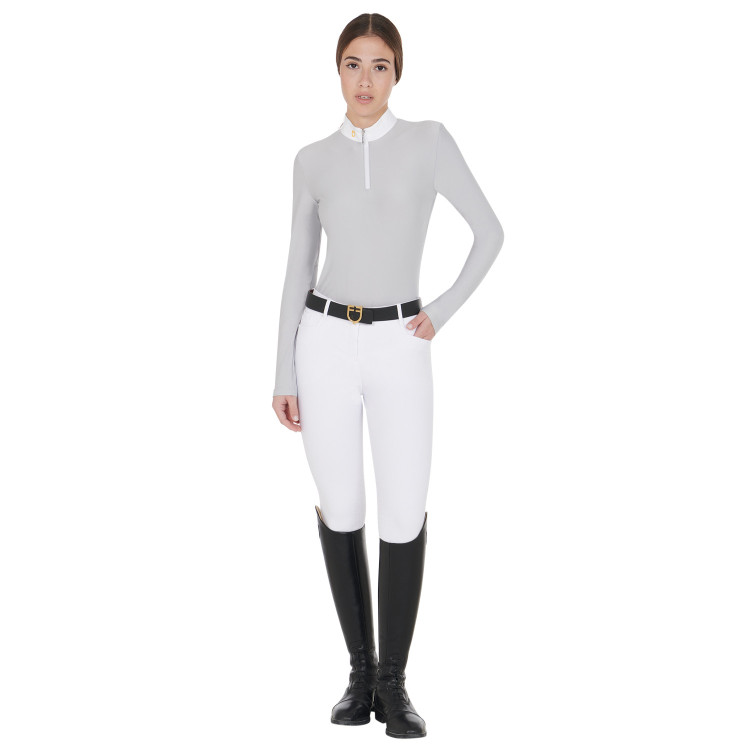 Polo de manga larga de tejido polar técnico para mujer Warm+ Equestro Polo de manga larga de tejido polar técnico para mujer Warm+ Equestro