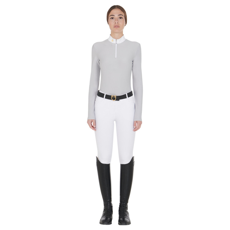 Polo de manga larga de tejido polar técnico para mujer Warm+ Equestro Polo de manga larga de tejido polar técnico para mujer Warm+ Equestro