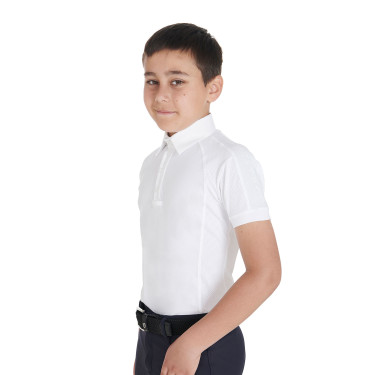 Polo de concurso para niño entallado de manga corta con 4 botones Equestro Polo de concurso para niño entallado de manga corta con 4 botones Equestro