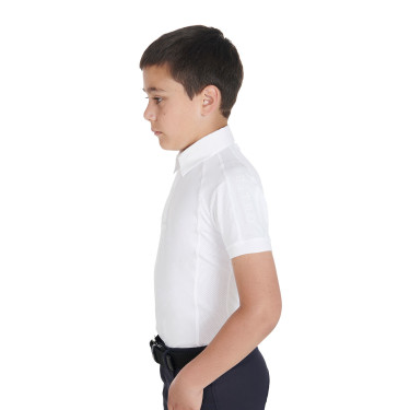 Polo de concurso para niño entallado de manga corta con 4 botones Equestro Polo de concurso para niño entallado de manga corta con 4 botones Equestro