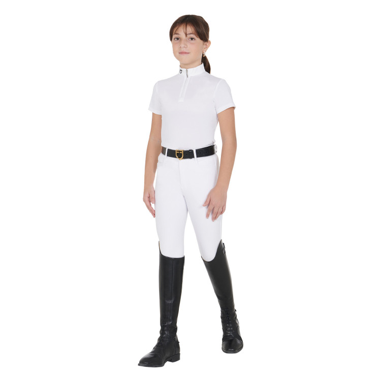Polo de concurso para niña entallado de manga corta con cremallera Lusineh Equestro Polo de concurso para niña entallado de manga corta con cremallera Lusineh Equestro