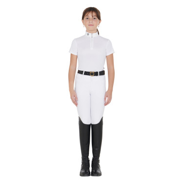 Polo de concurso para niña entallado de manga corta con cremallera Lusineh Equestro Polo de concurso para niña entallado de manga corta con cremallera Lusineh Equestro