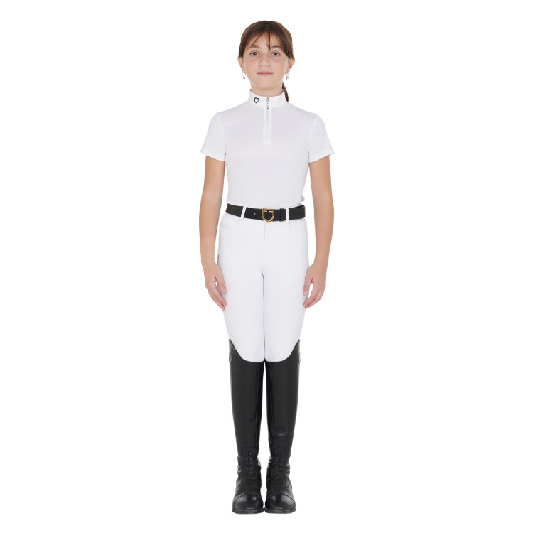 Polo de concurso para niña entallado de manga corta con cremallera Lusineh Equestro Polo de concurso para niña entallado de manga corta con cremallera Lusineh Equestro