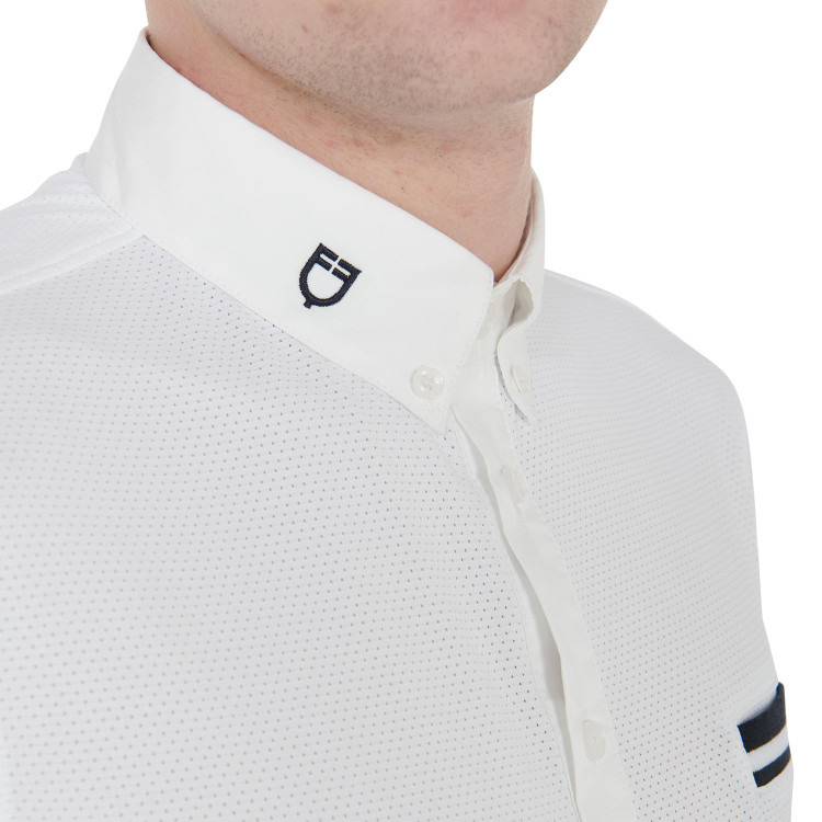 Polo de competición ajustado de manga corta para hombre con inserciones negras Garen Equestro Polo de competición ajustado de manga corta para hombre con inserciones negras Garen Equestro