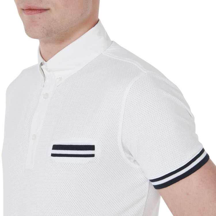 Polo de competición ajustado de manga corta para hombre con inserciones negras Garen Equestro Polo de competición ajustado de manga corta para hombre con inserciones negras Garen Equestro