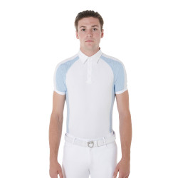 Polo de concurso ajustado de manga corta para hombre con 4 botones Equestro