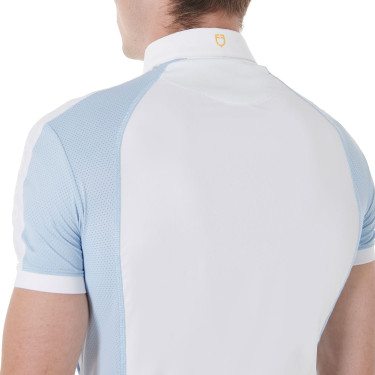 Polo de concurso ajustado de manga corta para hombre con 4 botones Equestro Polo de concurso ajustado de manga corta para hombre con 4 botones Equestro