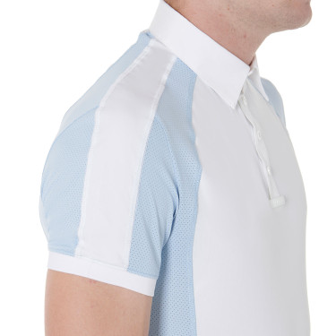 Polo de concurso ajustado de manga corta para hombre con 4 botones Equestro Polo de concurso ajustado de manga corta para hombre con 4 botones Equestro