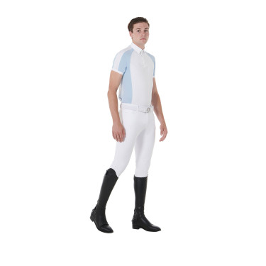 Polo de concurso ajustado de manga corta para hombre con 4 botones Equestro Polo de concurso ajustado de manga corta para hombre con 4 botones Equestro